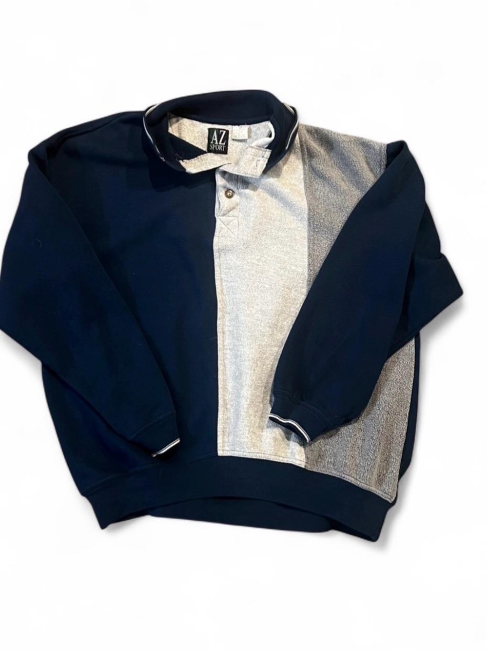 Men’s Two-Tone Navy and Gray Rugby Sweatshirt